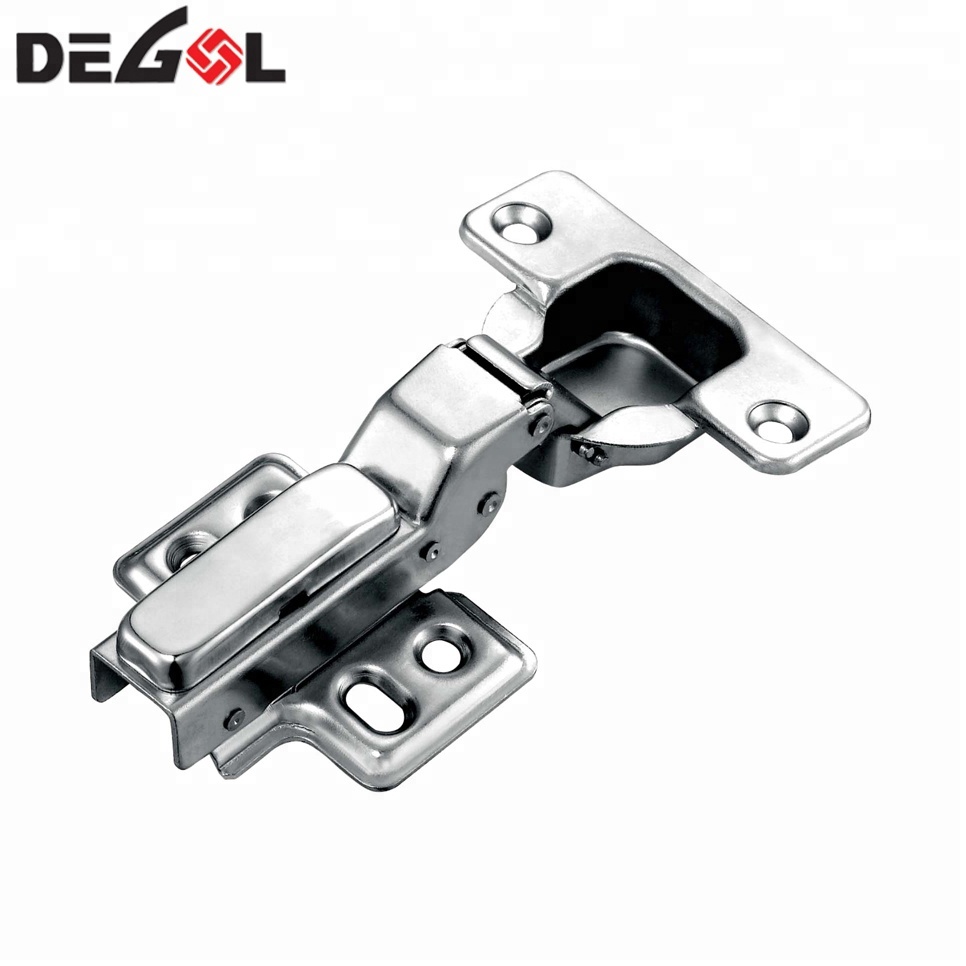 Top quality iron fix on hydraulic soft closing half overlay furniture 90-degree cabinet hinge