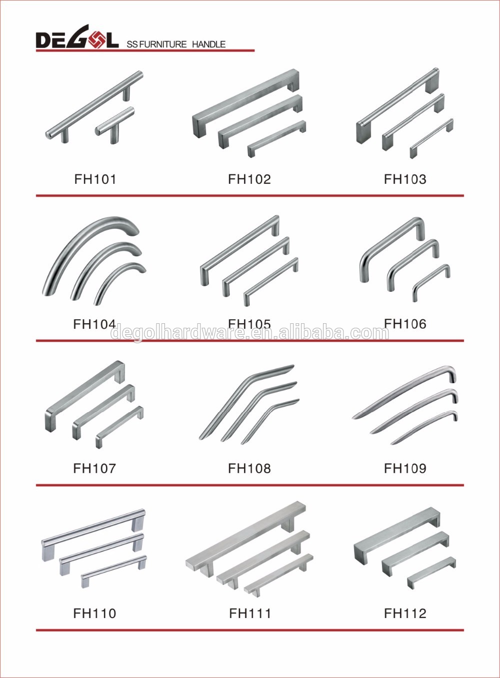 Tirador hueco para muebles de acero inoxidable.