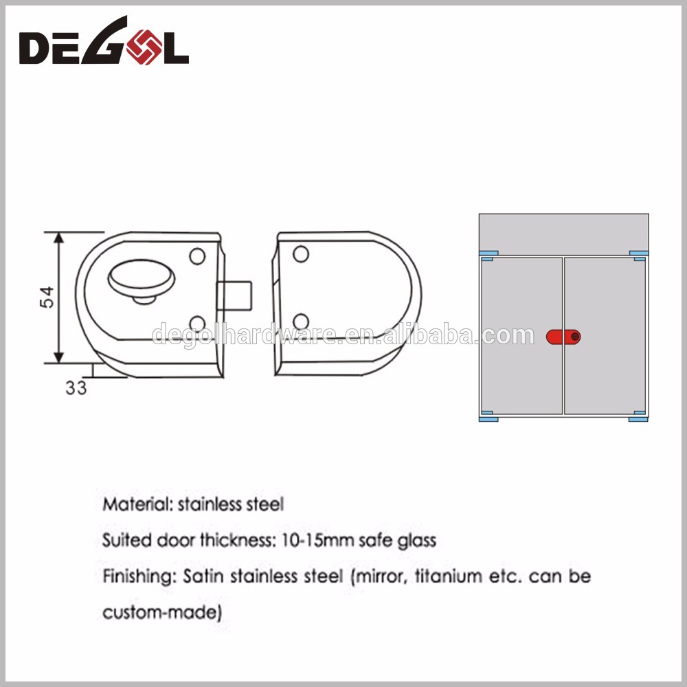 Cerradura de puerta de vidrio de ba&ntilde;o comercial de doble cara de acero inoxidable