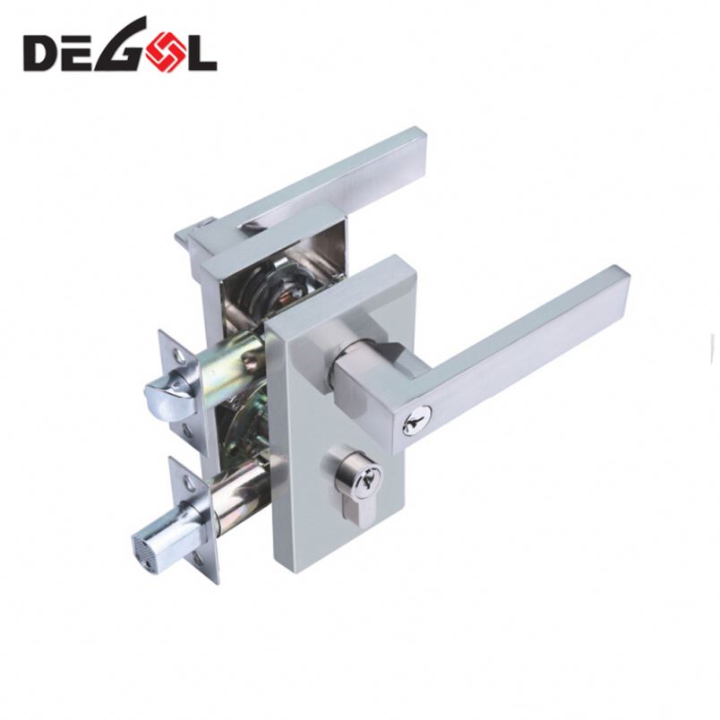 Door Wave Lever Lockset,satin Nickel Interior Tubular Lock Tubular Lockset Double Sided Door Handle Lock