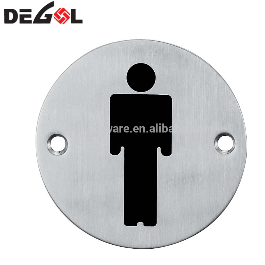 Durable Stainless Steel Round Metal Toilet And Shower Room Sign Plate
