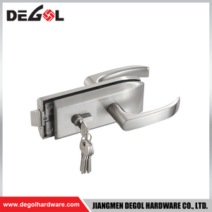 GL1010 stainless steel frameless commercial glass door lock with lever handle