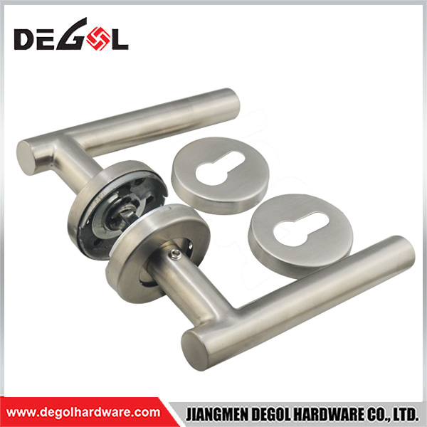 Stainless Steel Right Angle Tube Lever Round Rosette Door Lever Handle