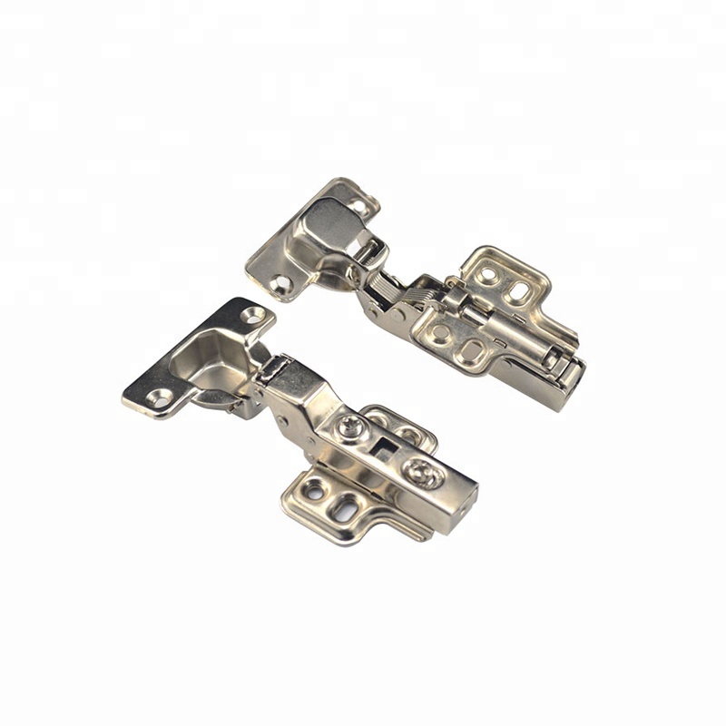 Top quality iron fix on hydraulic soft closing half overlay furniture 90-degree cabinet hinge