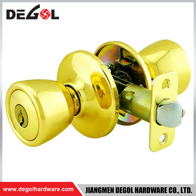 China wholesale rust proof tubular bathroom gold brass privacy door lock knob