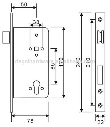 Cuerpo de cerradura de puerta con cerrojo &uacute;nico de 60 mm